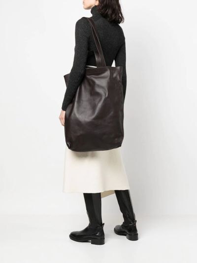 Shop Marsèll Oversized Leather Tote Bag In Brown