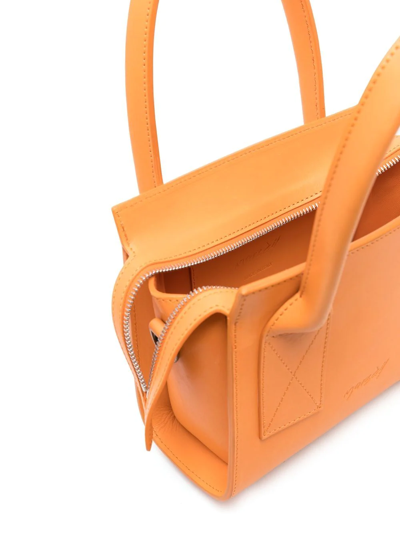 Shop Marsèll Logo-detail Leather Tote Bag In Orange