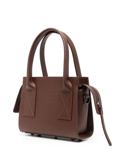 Shop Marsèll Logo-detail Leather Tote Bag In Brown