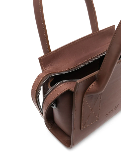 Shop Marsèll Logo-detail Leather Tote Bag In Brown