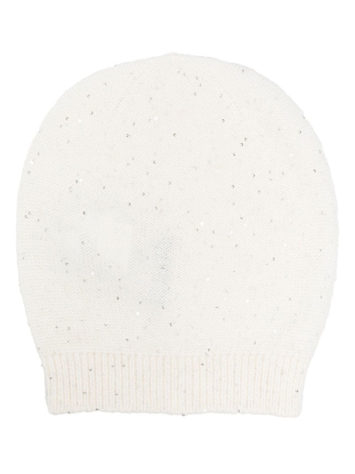 Shop Fabiana Filippi Ribbed-knit Virgin-wool Blend Hat In White