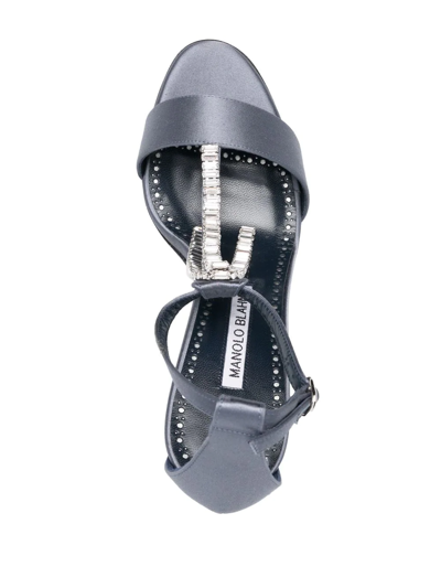 Shop Manolo Blahnik Bambi Crystal-strap Sandals In Blue