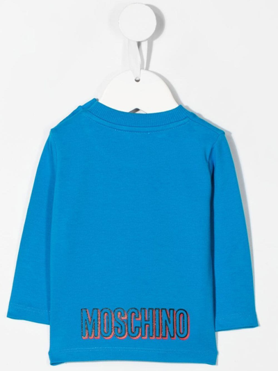 Shop Moschino Teddy Bear-motif Cotton T-shirt In Blue