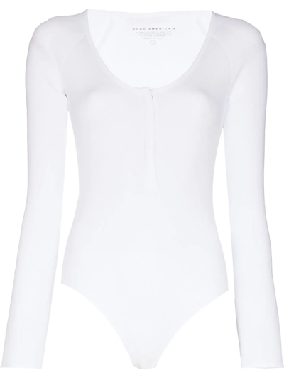 Shop Good American Core Long-sleeve Bodysuit In White