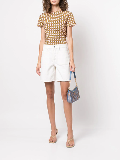 Tory Burch Logo Checker-print T-shirt In Orange