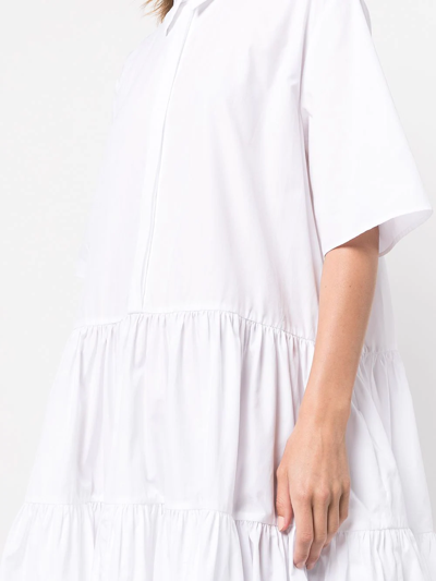 Shop Cecilie Bahnsen Primrose Tiered Shirtdress In White