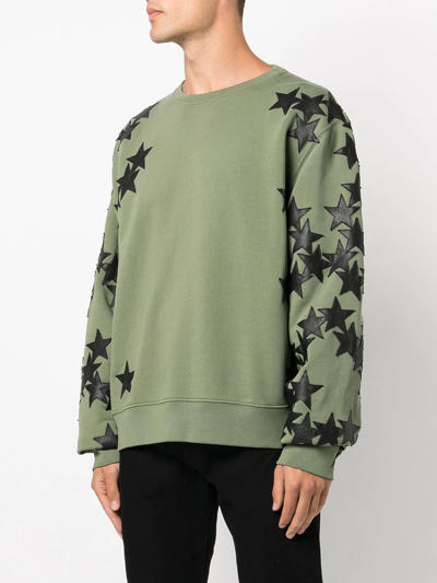 Shop Amiri Star-patch Long-sleeve Sweatshirt In Green