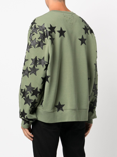 Shop Amiri Star-patch Long-sleeve Sweatshirt In Green