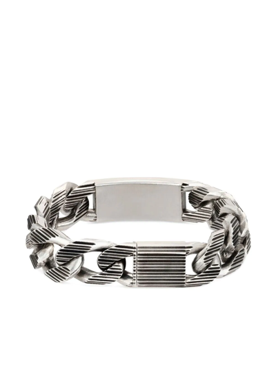 Gucci Logo Plaque Link Bracelet In Silver
