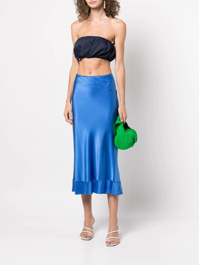 Shop Staud Gigi Drawstring Bandeau Top In Blue