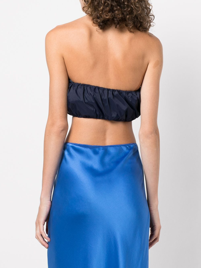 Shop Staud Gigi Drawstring Bandeau Top In Blue