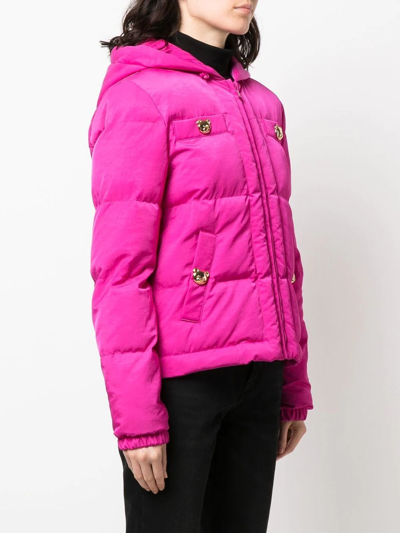 Shop Moschino Padded Hooded Jacket In Pink