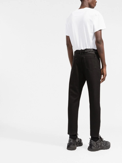 Shop Off-white Belted Straight-leg Trousers In Black