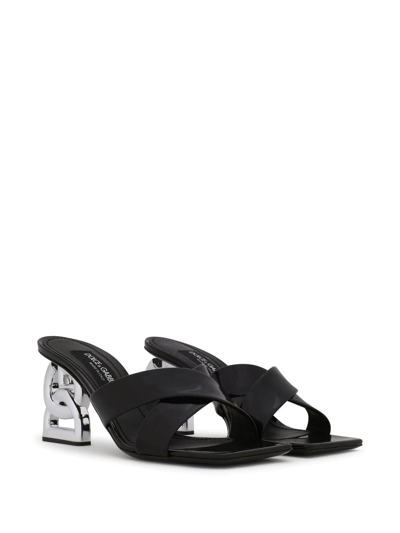 Dolce & Gabbana Square Toe High Heel Sandals In Black