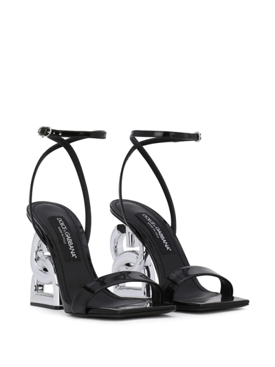 Shop Dolce & Gabbana 3.5 105mm Patent Leather Sandals In Black