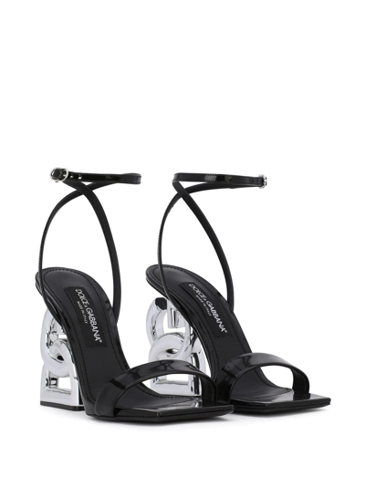 Dolce & Gabbana Keira 105 Dg Heel Sandals In Patent Leather In Black