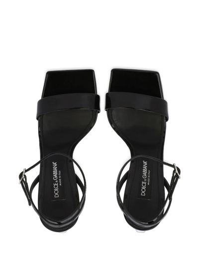 Dolce & Gabbana Keira 105 Dg Heel Sandals In Patent Leather In Black