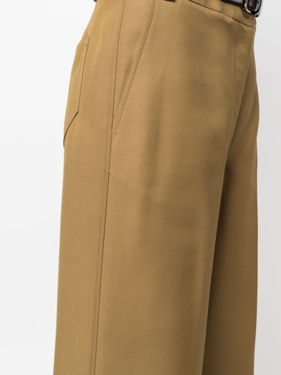 Shop Khaite High-waist Straight-leg Trousers In Green