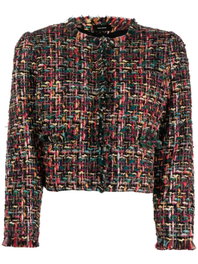 Shop Isabel Marant Zingya Cropped Tweed Jacket In Black