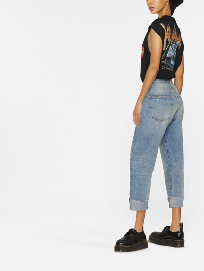 Shop R13 Crossover Cropped Jeans In Blue