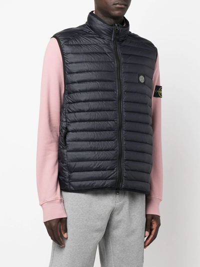 Shop Stone Island Compass Logo-patch Padded Gilet In Blue