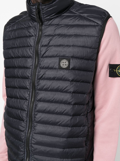 Shop Stone Island Compass Logo-patch Padded Gilet In Blue