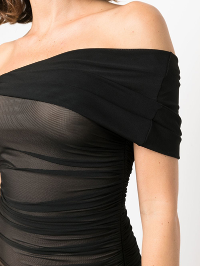 Shop Mugler Gradient One-shoulder Dress In Black