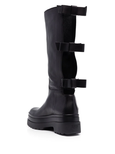 Shop Redv Bow-embellshed Cut-out Boots In Black