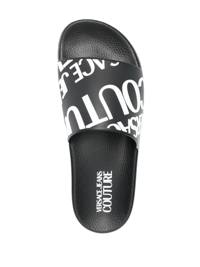 Shop Versace Jeans Couture Logo-print Pool Slides In Black