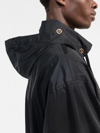 Shop Versace Hooded Lightweight Jacket In Black