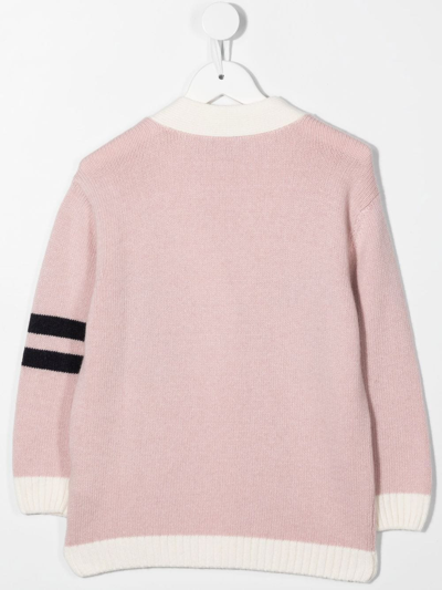 Shop Emporio Armani Logo-intarsia Varsity Cardigan In Pink