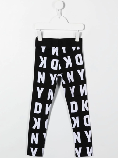 Shop Dkny Logo-print Slip-on Leggings In Black