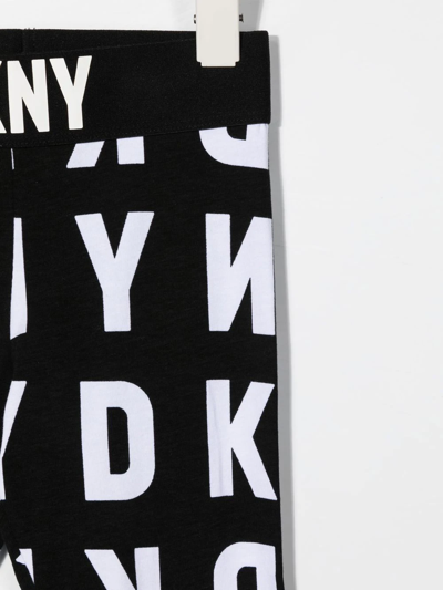 Shop Dkny Logo-print Slip-on Leggings In Black