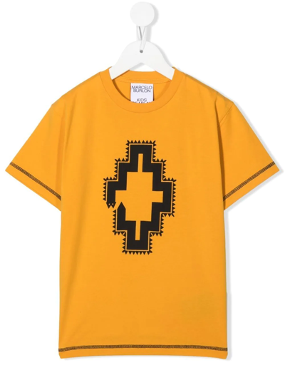 Shop Marcelo Burlon County Of Milan Geometric-print Cotton T-shirt In Yellow