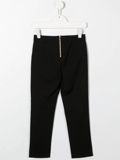 Shop Balmain Zip-up Straight-leg Trousers In Black