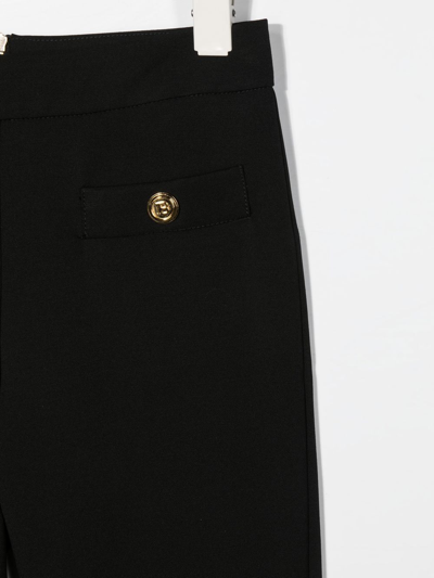 Shop Balmain Zip-up Straight-leg Trousers In Black