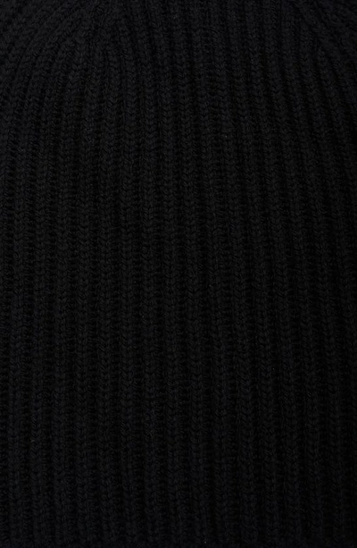Shop Allsaints Merino Wool Ribbed Beanie In Black