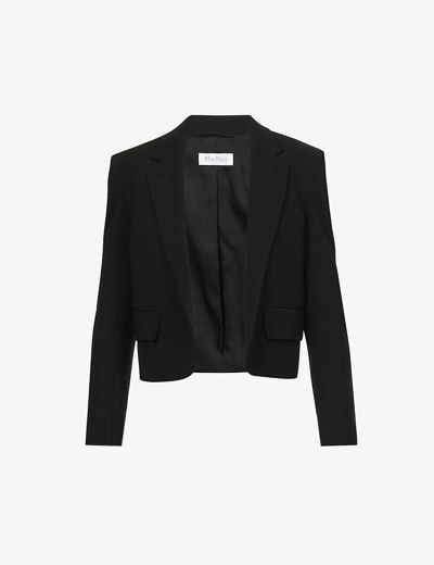 Shop Max Mara Oreste Shoulder-pad Woven Blazer In Black