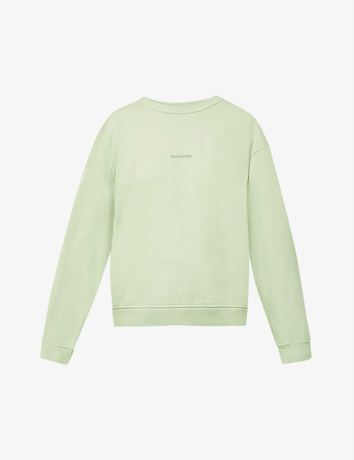 Shop Acne Studios Women's Pastel Green Fierre Logo-print Cotton-jersey Sweatshirt