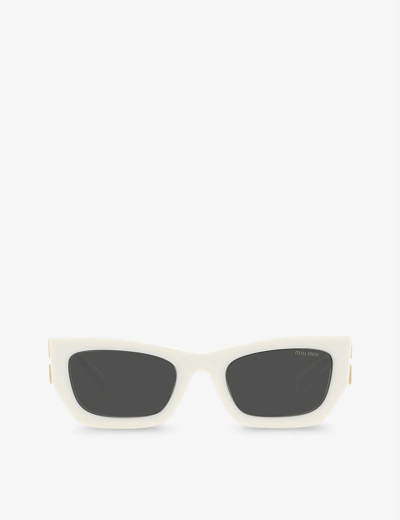 Miu Miu Womens White Mu 09ws Rectangle-frame Acetate Sunglasses In White