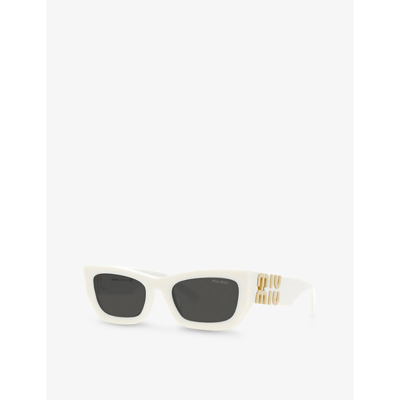 Miu Miu Womens White Mu 09ws Rectangle-frame Acetate Sunglasses In White