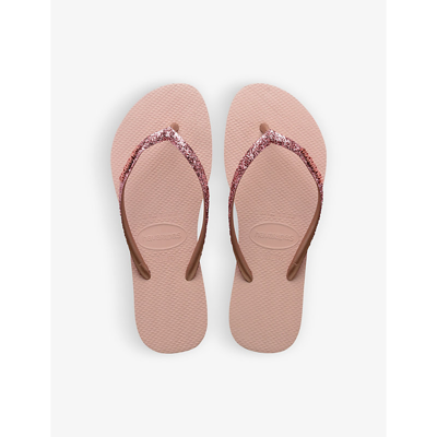 Shop Havaianas Women's Pale Pink Slim Glitter Ii Embellished Rubber Flip Flops