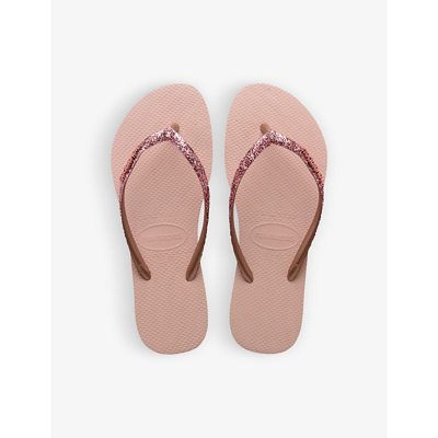 Shop Havaianas Womens Pale Pink Slim Glitter Ii Embellished Rubber Flip Flops