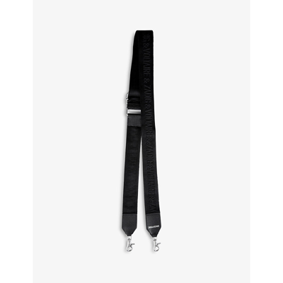Zadig & Voltaire Logo-embroidered Woven Shoulder Strap In Noir