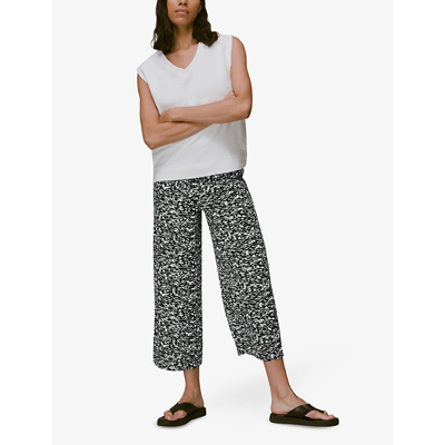 Shop Whistles Womens Black Abstract Smudge Graphic-print Woven Trousers