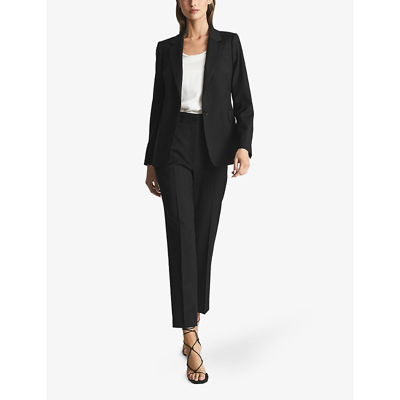 Shop Reiss Women's Black Haisley Slim-leg Wool-blend Trousers