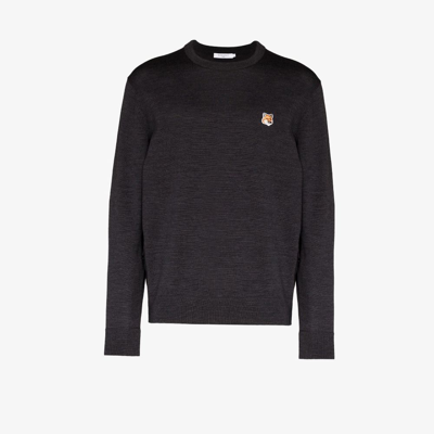 Shop Maison Kitsuné Fox Head Patch Sweater - Men's - Wool In Grey
