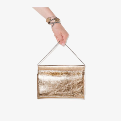 Shop Brunello Cucinelli Metallic Gold Leather Mini Bag