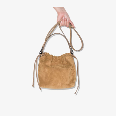 Shop Brunello Cucinelli Neutral Embellished Suede Bucket Bag In Neutrals