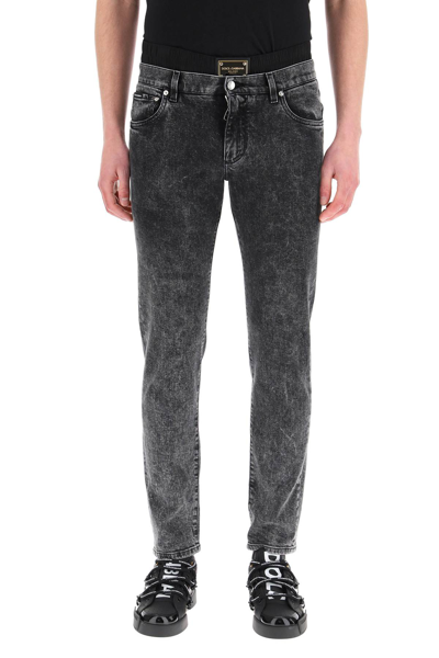 Shop Dolce & Gabbana Slim Fit Jeans With Boxers In Variante Abbinata (grey)